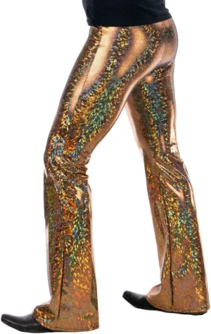 / Funstigators Festival Clothing: Men's Holographic Flared Disco Legging Pants - Made in USA