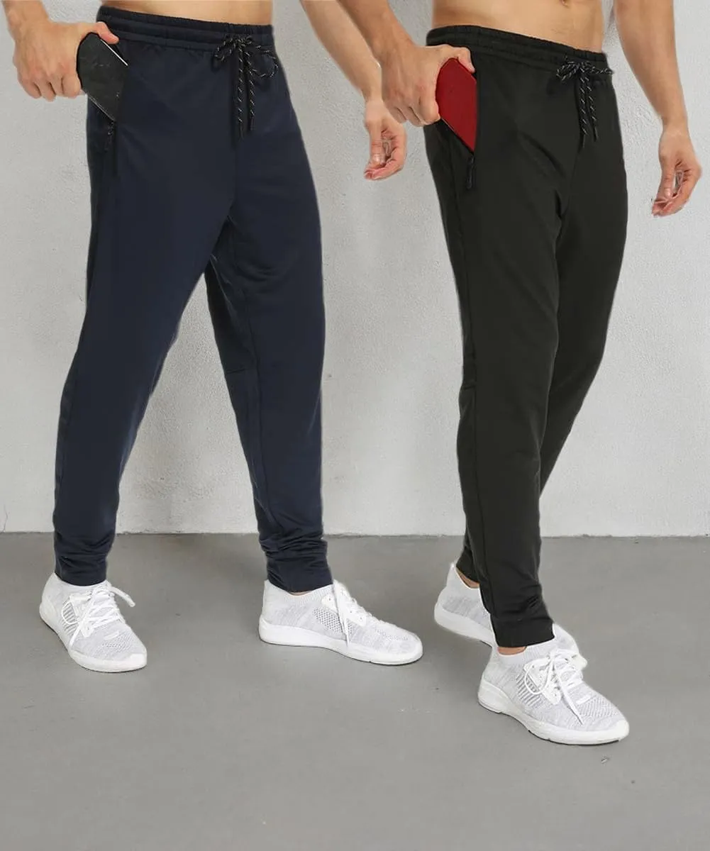 1 Pack/2 Pack Mens Jogger Gym Sweatpants, Athletic Jogger Workout Pants for Men,Running Track Pants with Zipper Pockets