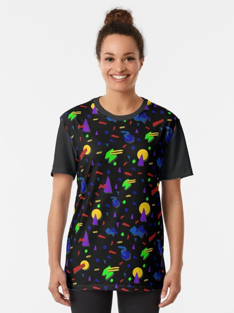 90s Retro Graphic T-Shirt - Bright Neon Glow Vintage Design