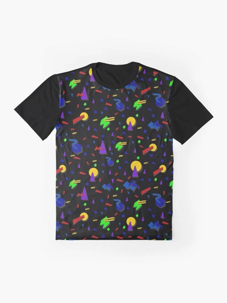 90s Retro Graphic T-Shirt - Bright Neon Glow Vintage Design