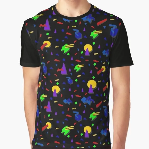 90s Retro Graphic T-Shirt - Bright Neon Glow Vintage Design