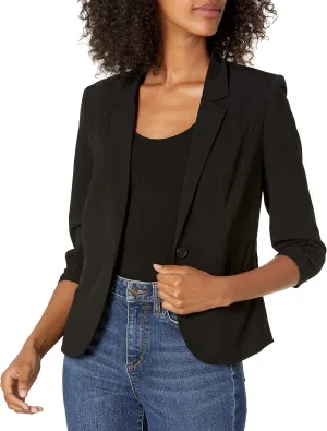 A. Byer Women's One Button Blazer, Black, X-Large