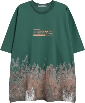Aelfric Eden Mens Oversized Snow Mountain Graffiti Graphic Tee Summer Unisex Printed Casual Harajuku Top Tshirt