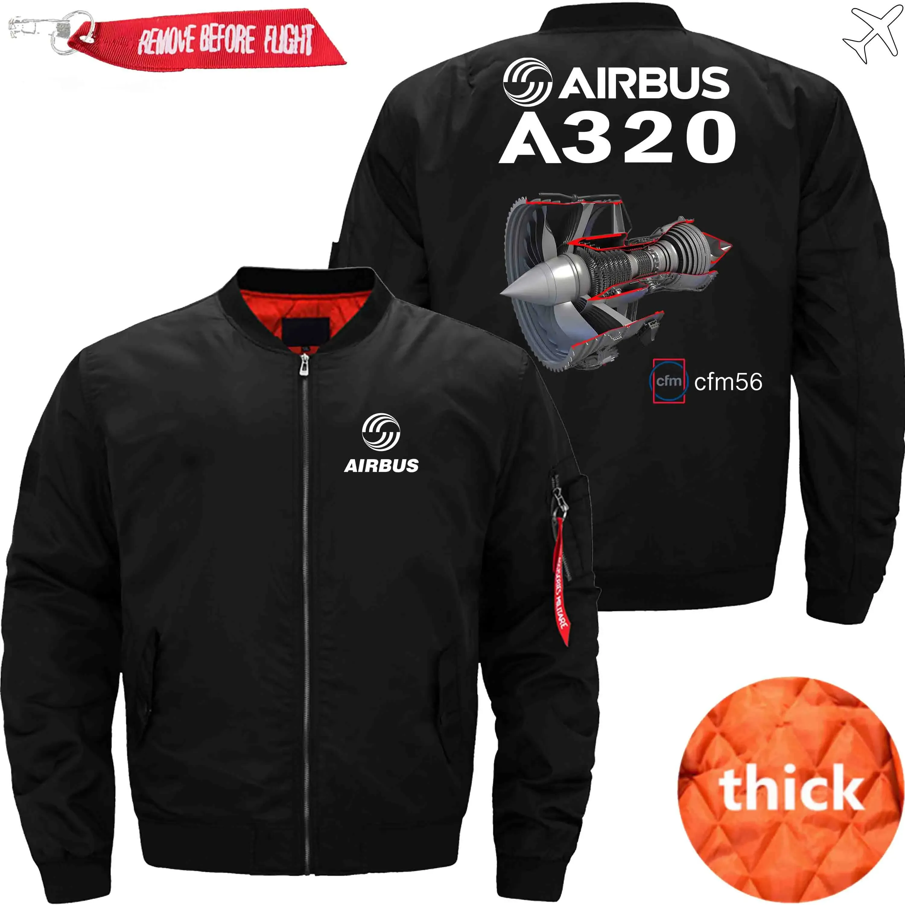 AIRBUS A320 CFM 56 TURBOFAN AIRCRAFT ENGINES BOMBER FLIGHT AVIATOR JACKET