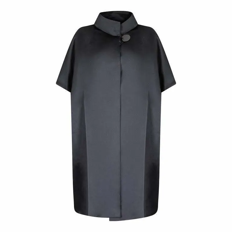ARCHIVE - 1950s Black Satin Oversized Cocoon Coat