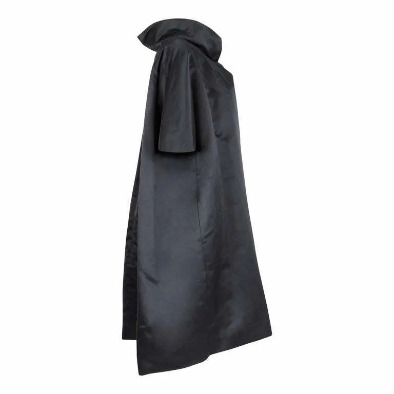 ARCHIVE - 1950s Black Satin Oversized Cocoon Coat