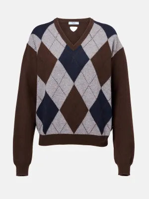 Argyle cashmere jacquard sweater