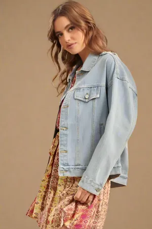 Back Panel Detail Jean Jacket - Blue