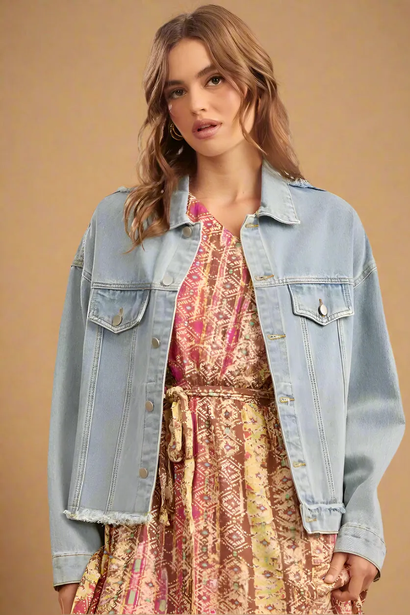 Back Panel Detail Jean Jacket - Blue