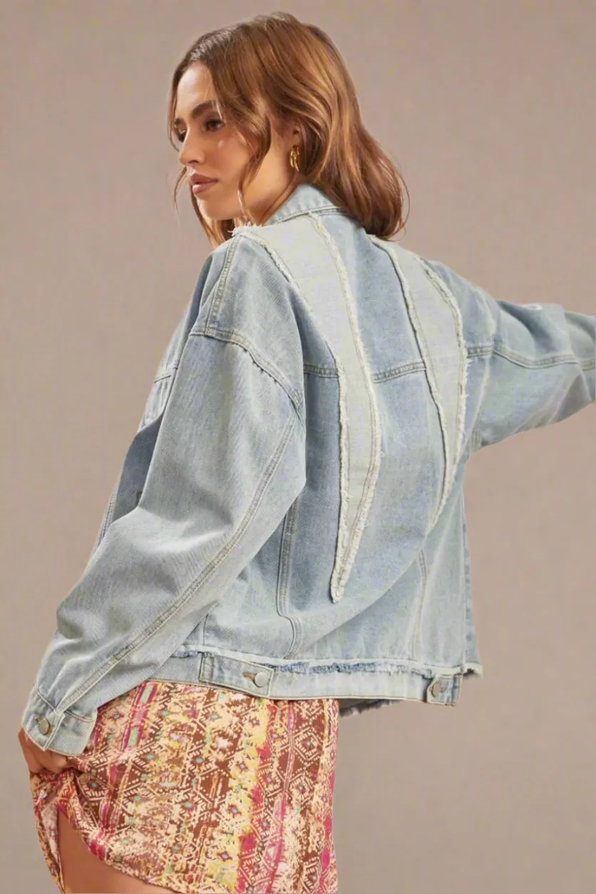 Back Panel Detail Jean Jacket - Blue