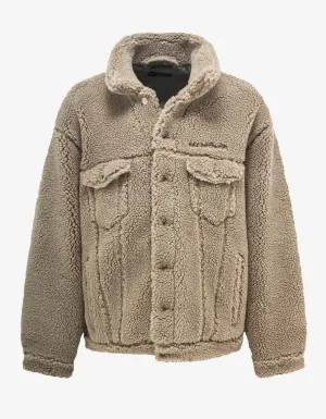 Balenciaga Beige Fleece Oversized Jacket