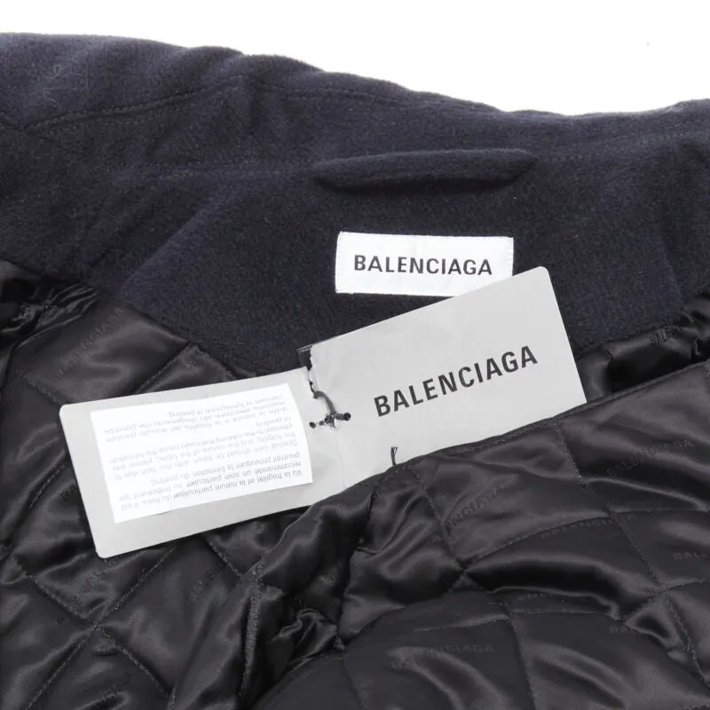 BALENCIAGA DEMNA 2019 navy camel antique gold button cocoon coat FR38 M