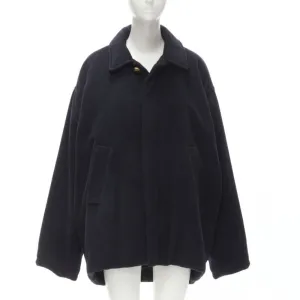BALENCIAGA DEMNA 2019 navy camel antique gold button cocoon coat FR38 M