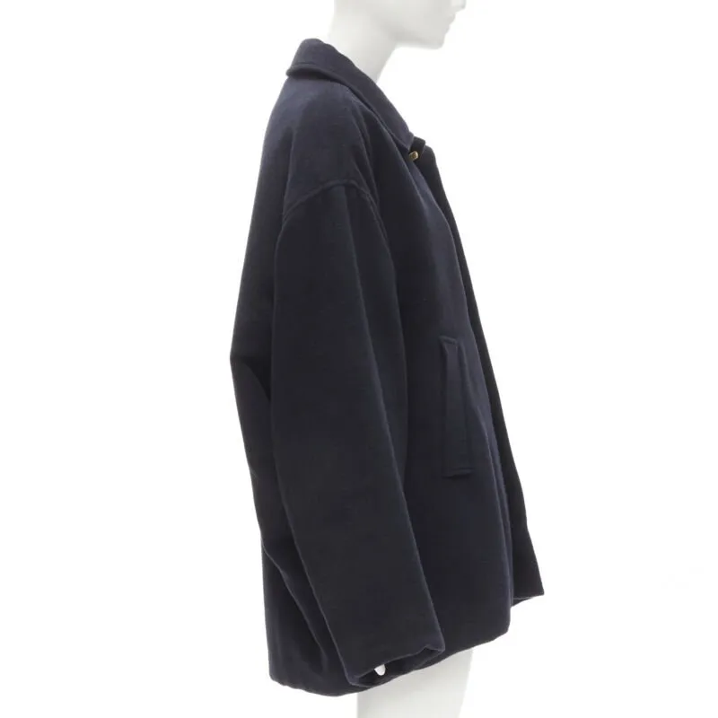 BALENCIAGA DEMNA 2019 navy camel antique gold button cocoon coat FR38 M