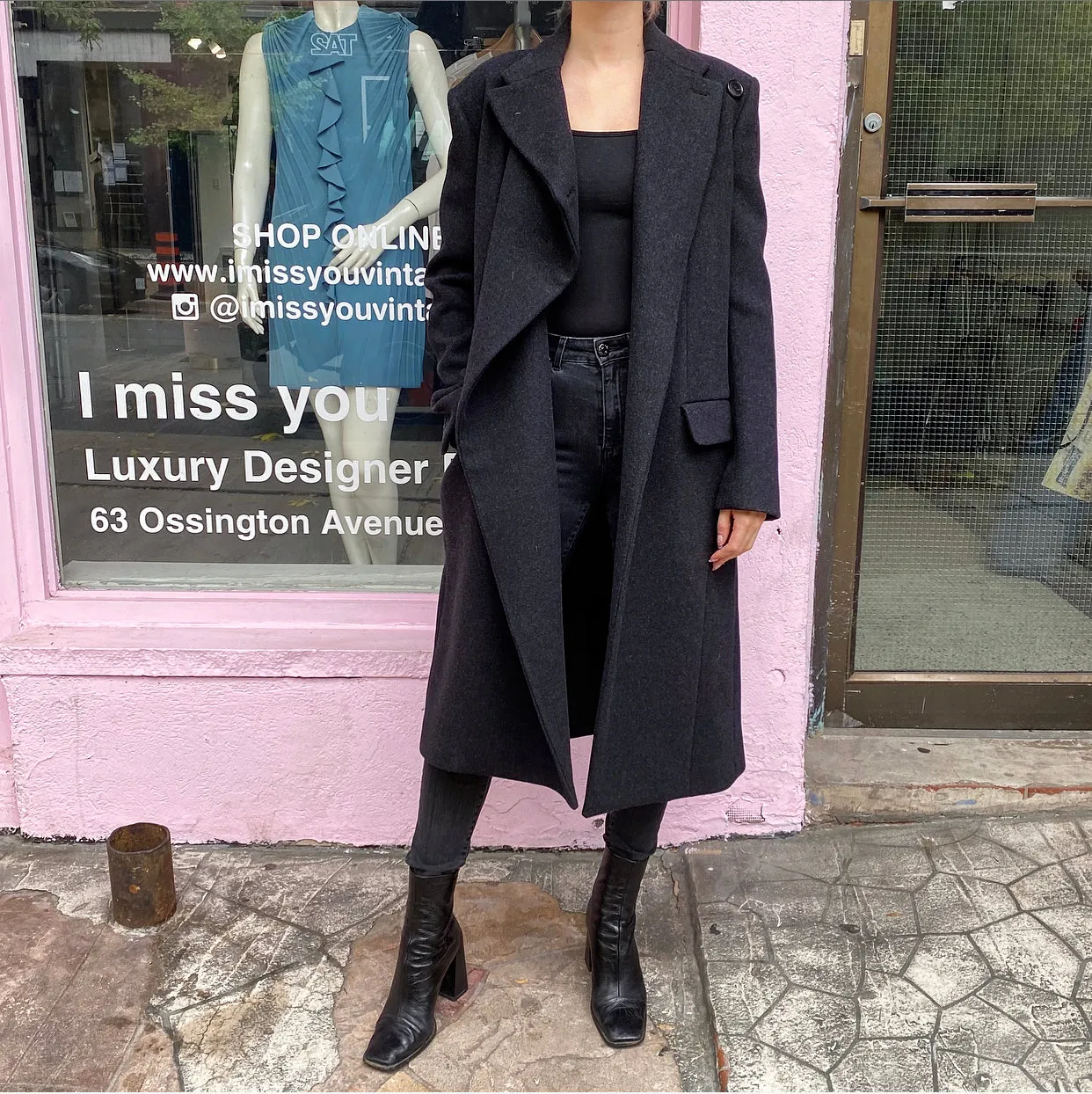 Balenciaga Fall 2017 Charcoal Grey Wool Long Asymmetrical Coat - FR38 / 6