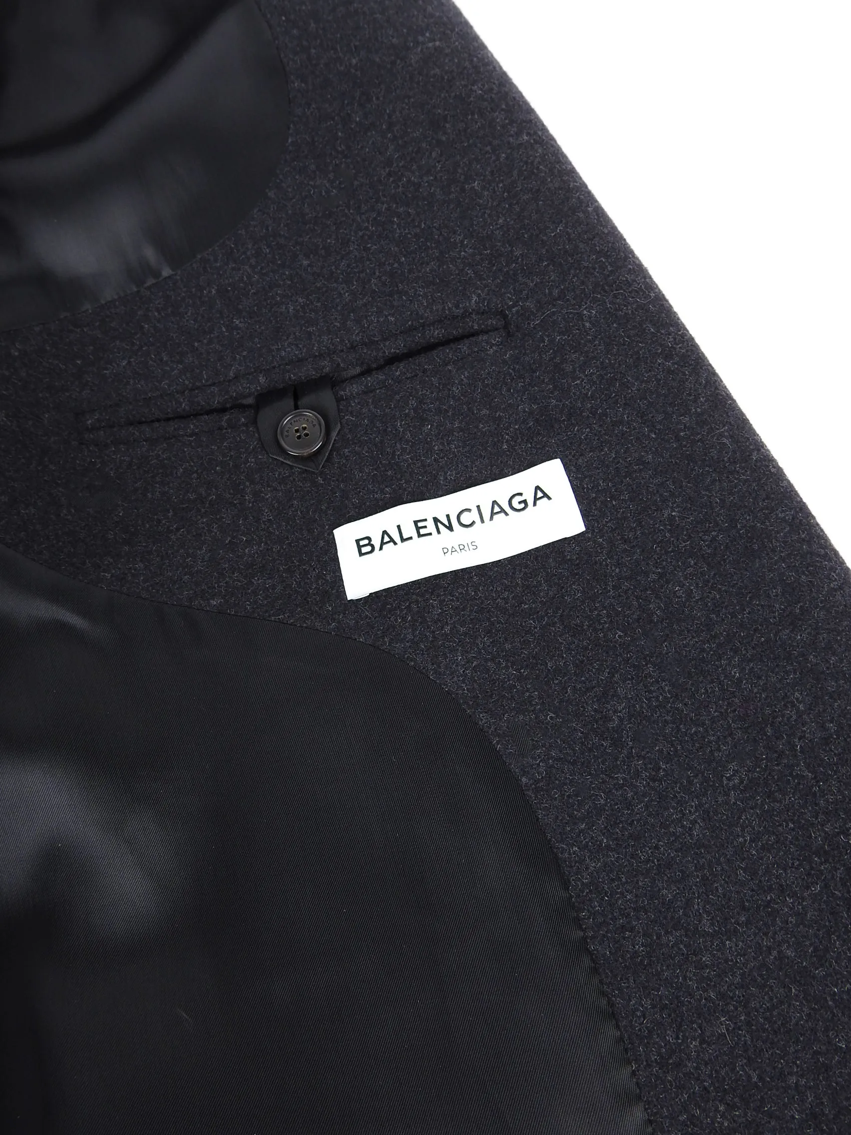 Balenciaga Fall 2017 Charcoal Grey Wool Long Asymmetrical Coat - FR38 / 6