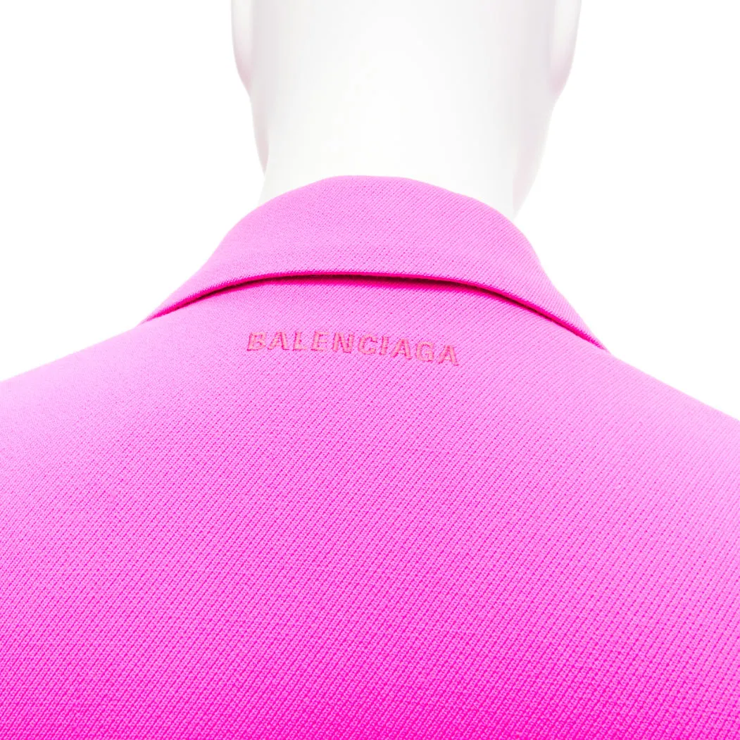 BALENCIAGA hot pink cavalry wool oversized long coat FR34 XS Hailey Beiber