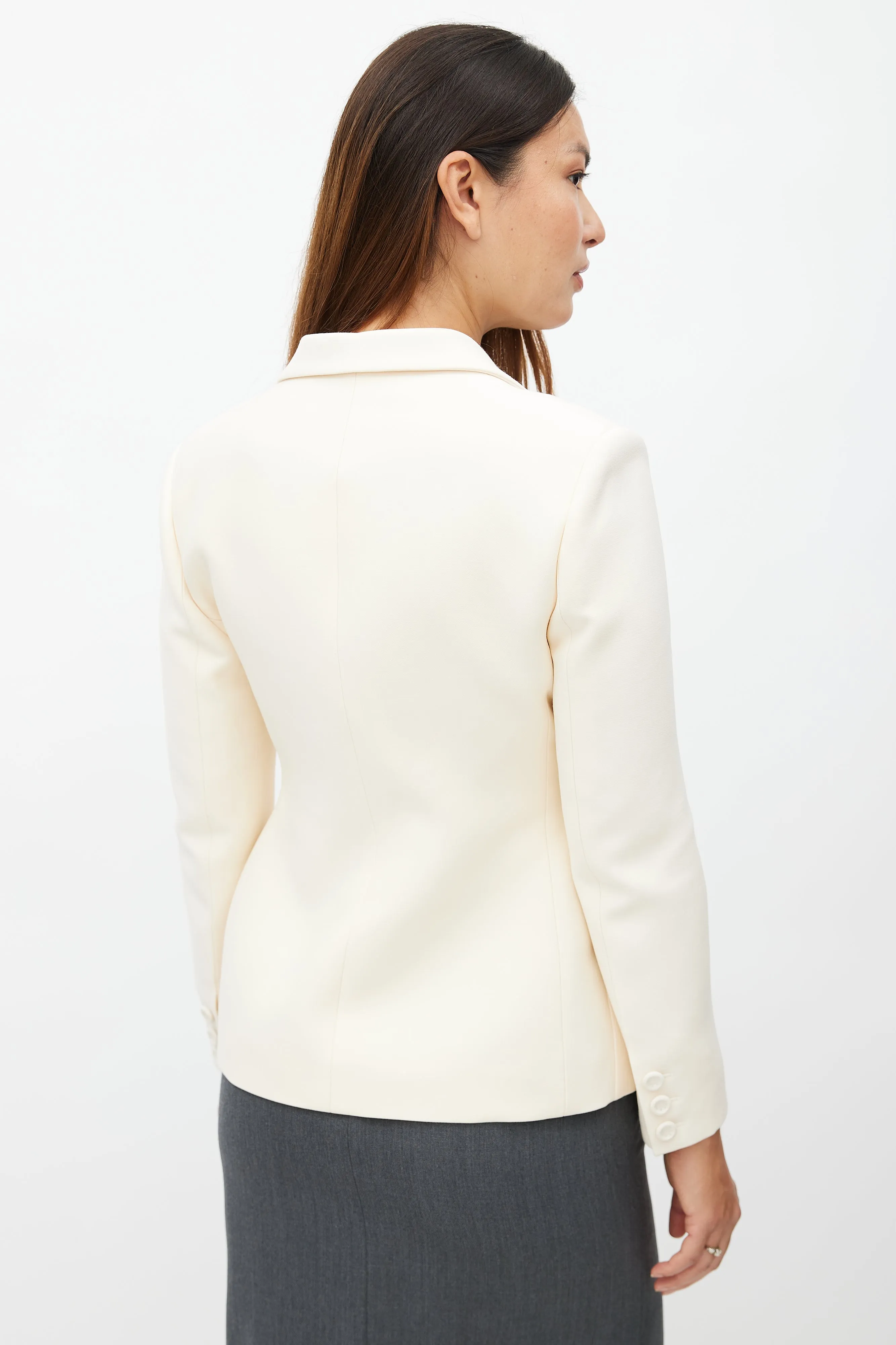 Beige Wool & Silk Blazer
