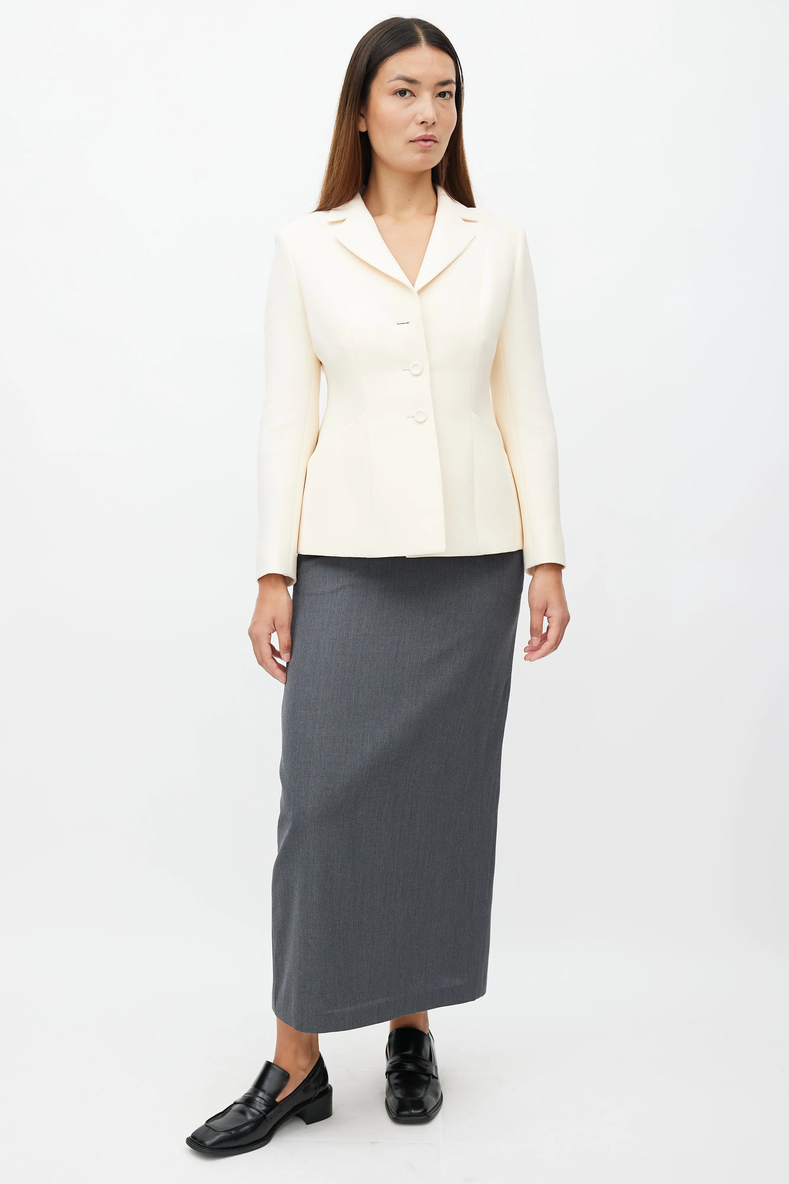 Beige Wool & Silk Blazer
