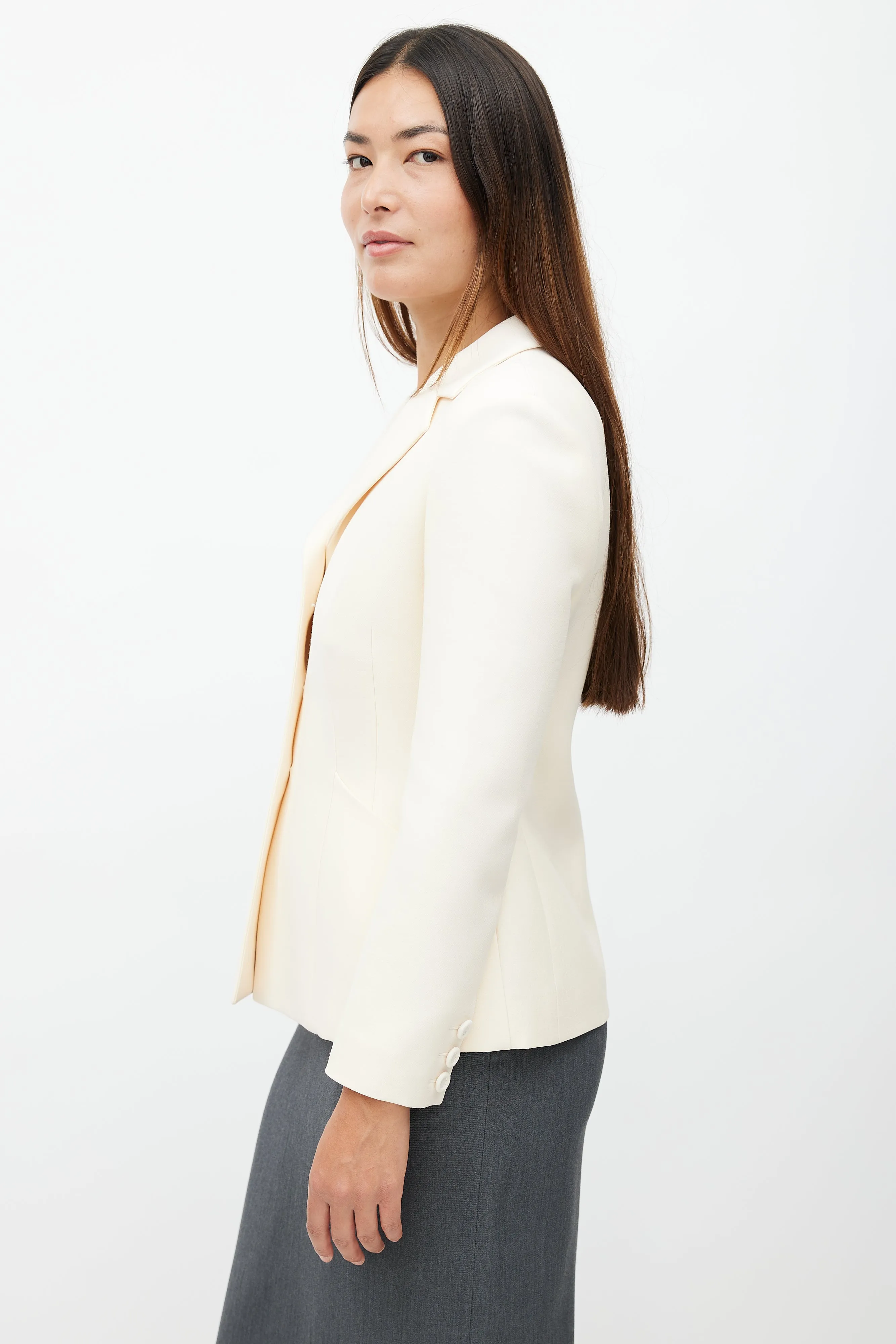 Beige Wool & Silk Blazer