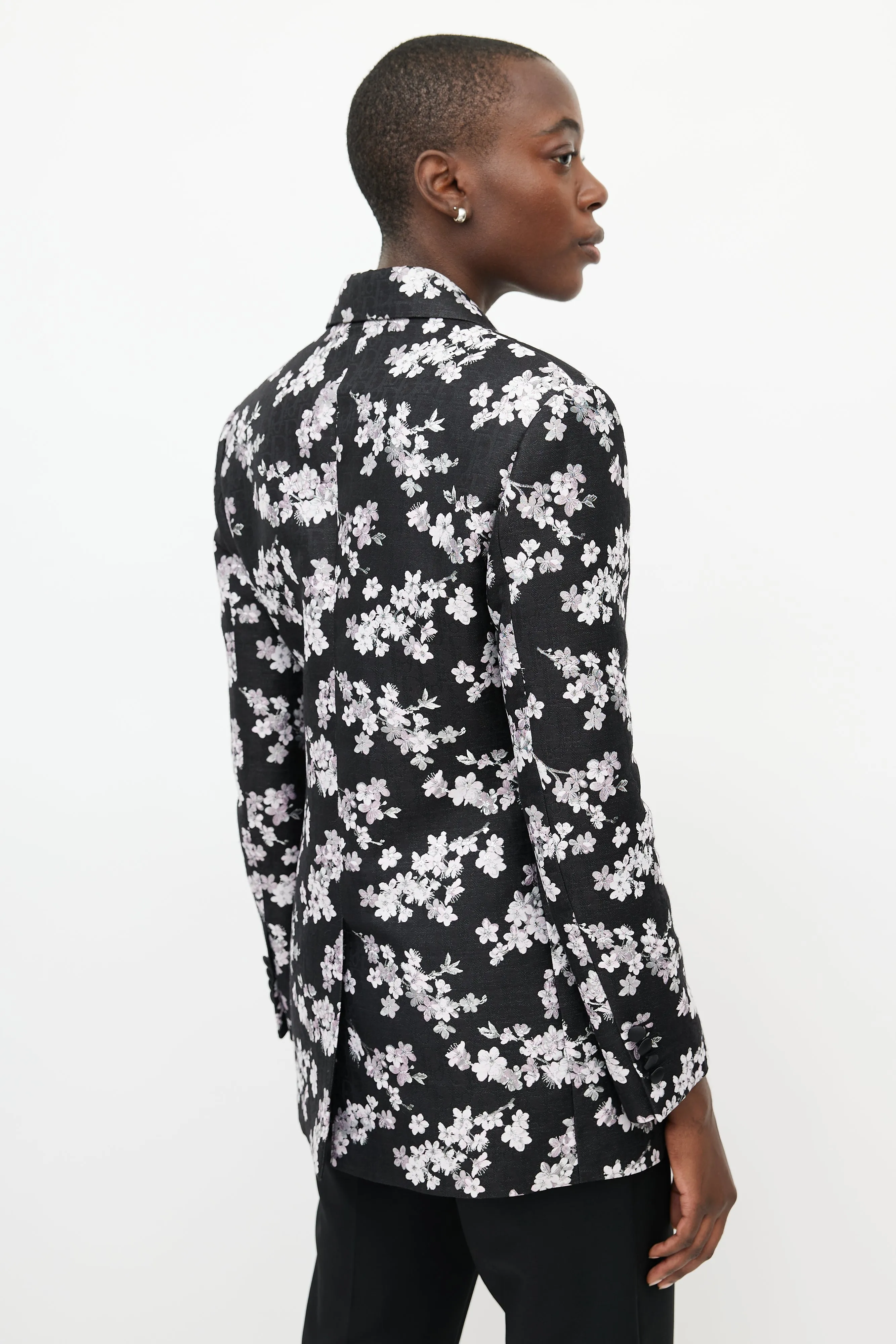 Black & Pink Floral Blazer
