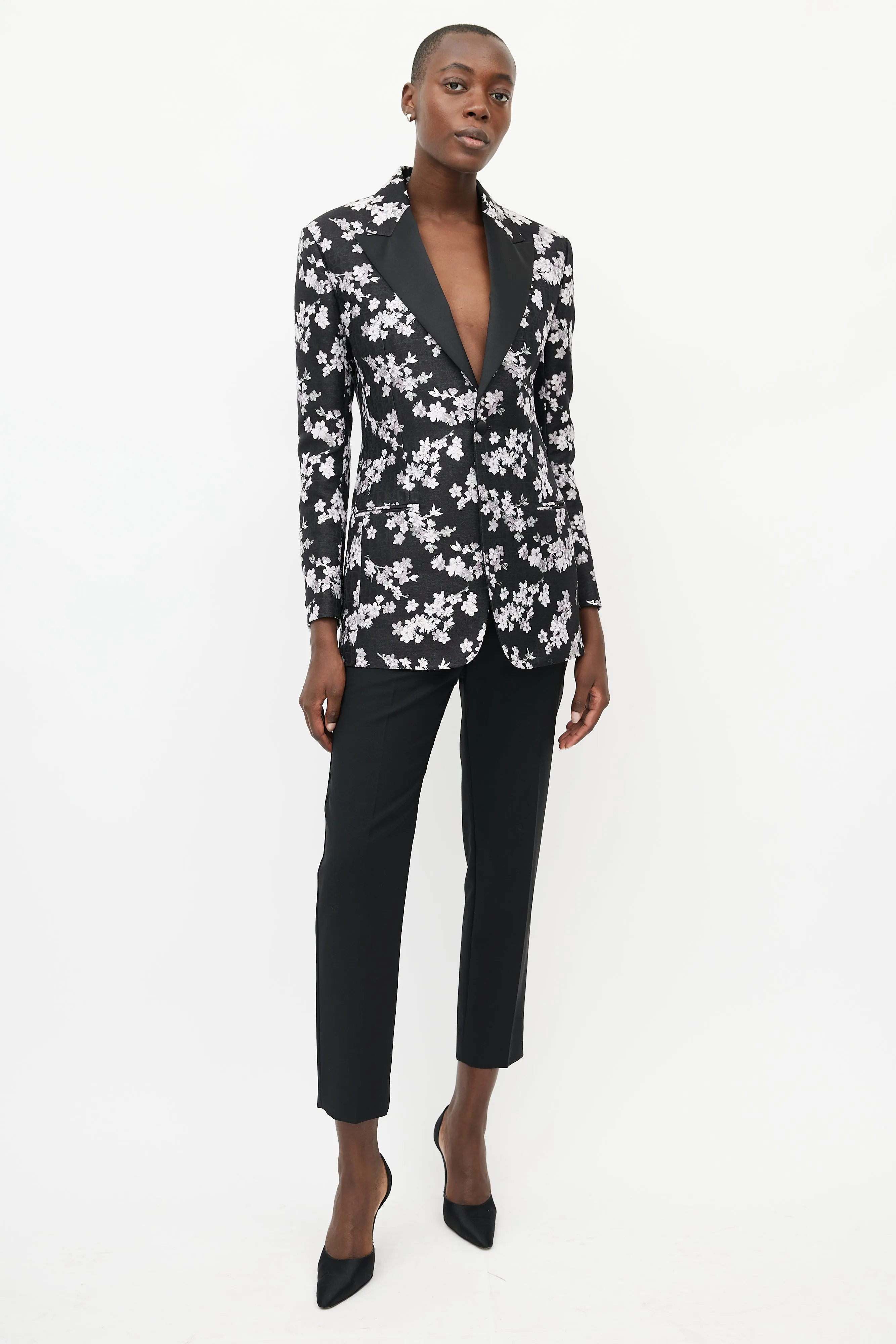 Black & Pink Floral Blazer