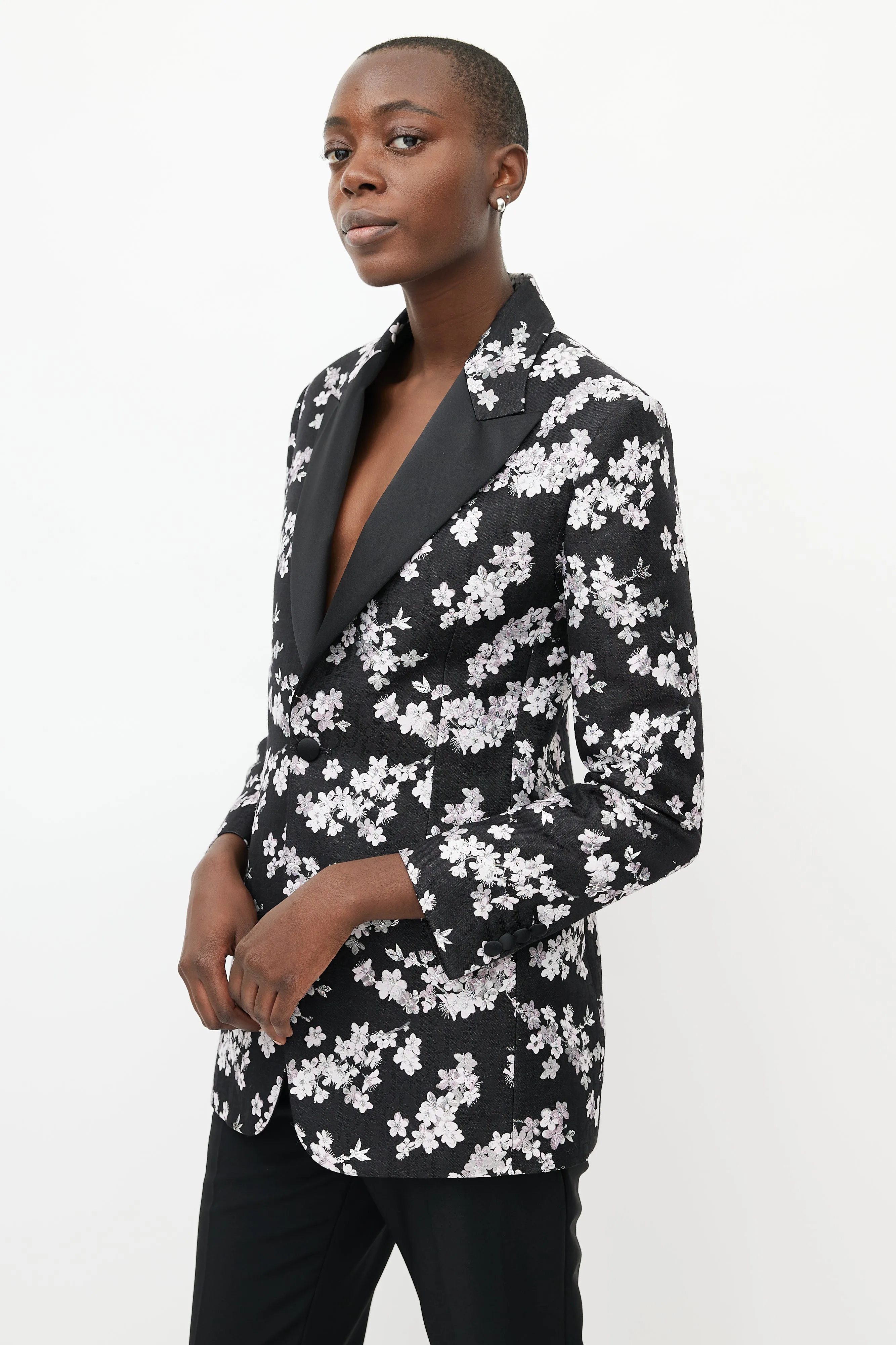 Black & Pink Floral Blazer
