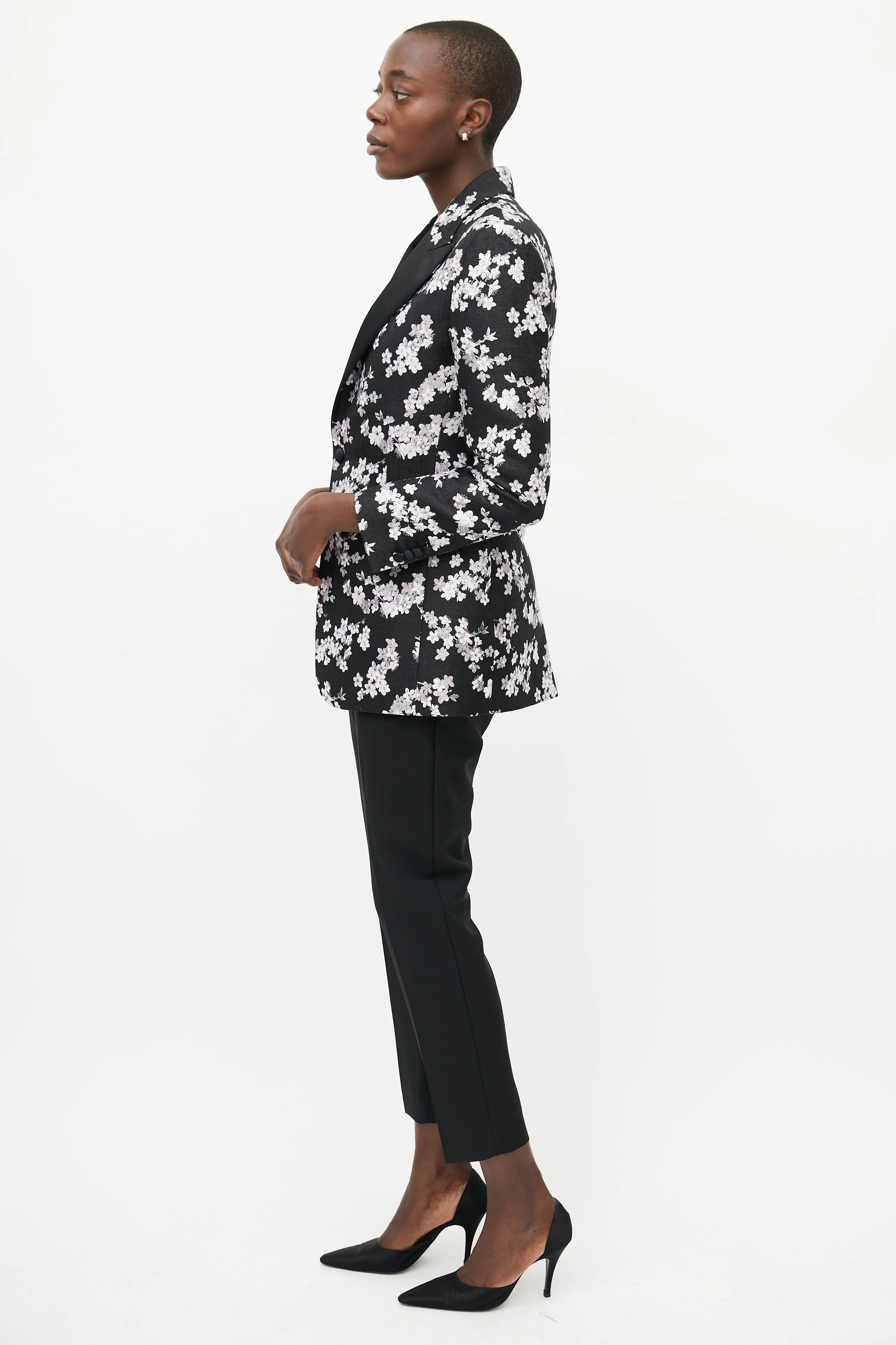 Black & Pink Floral Blazer