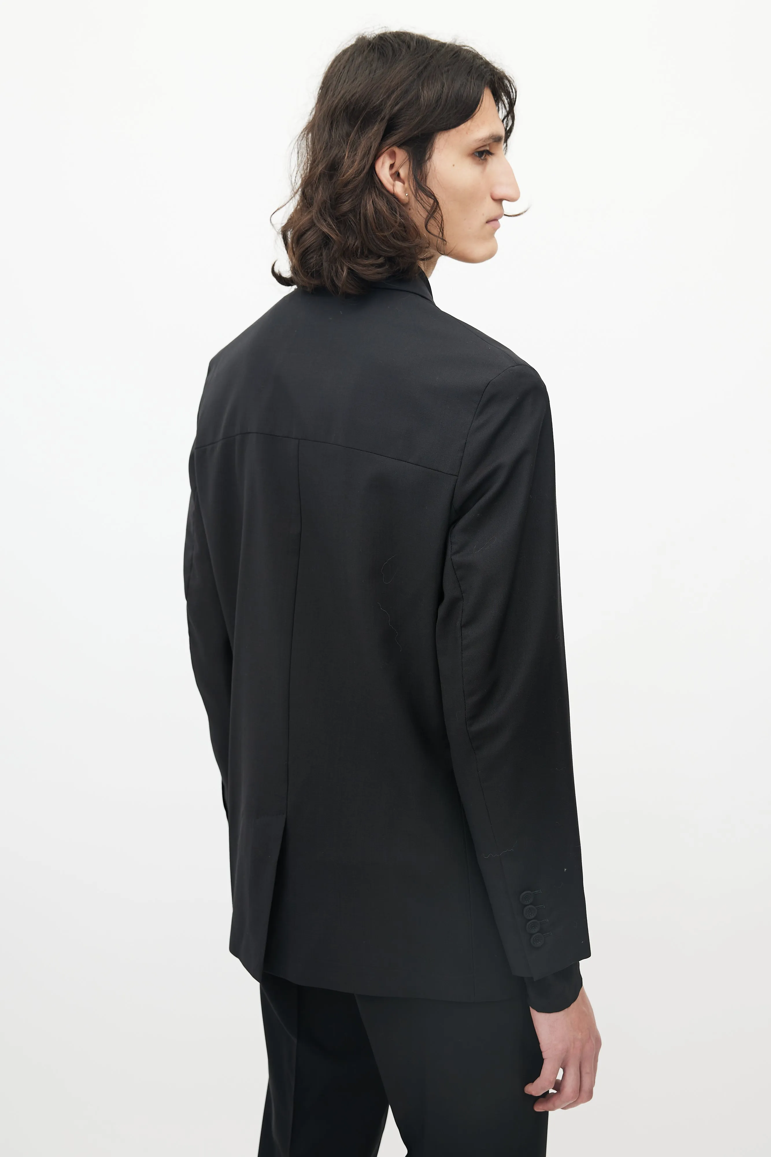 Black Three Pocket Logo Lapel Blazer