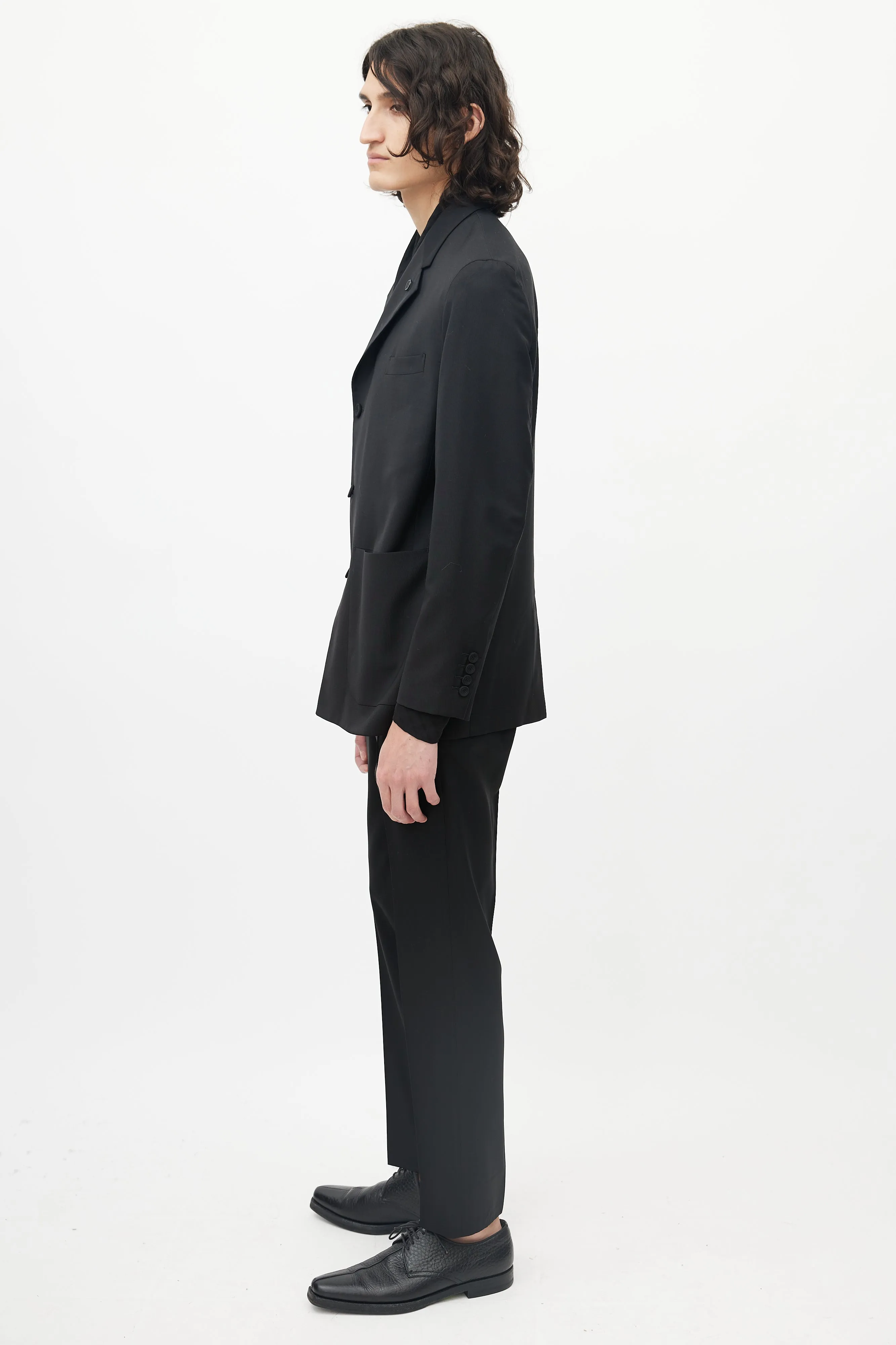 Black Three Pocket Logo Lapel Blazer