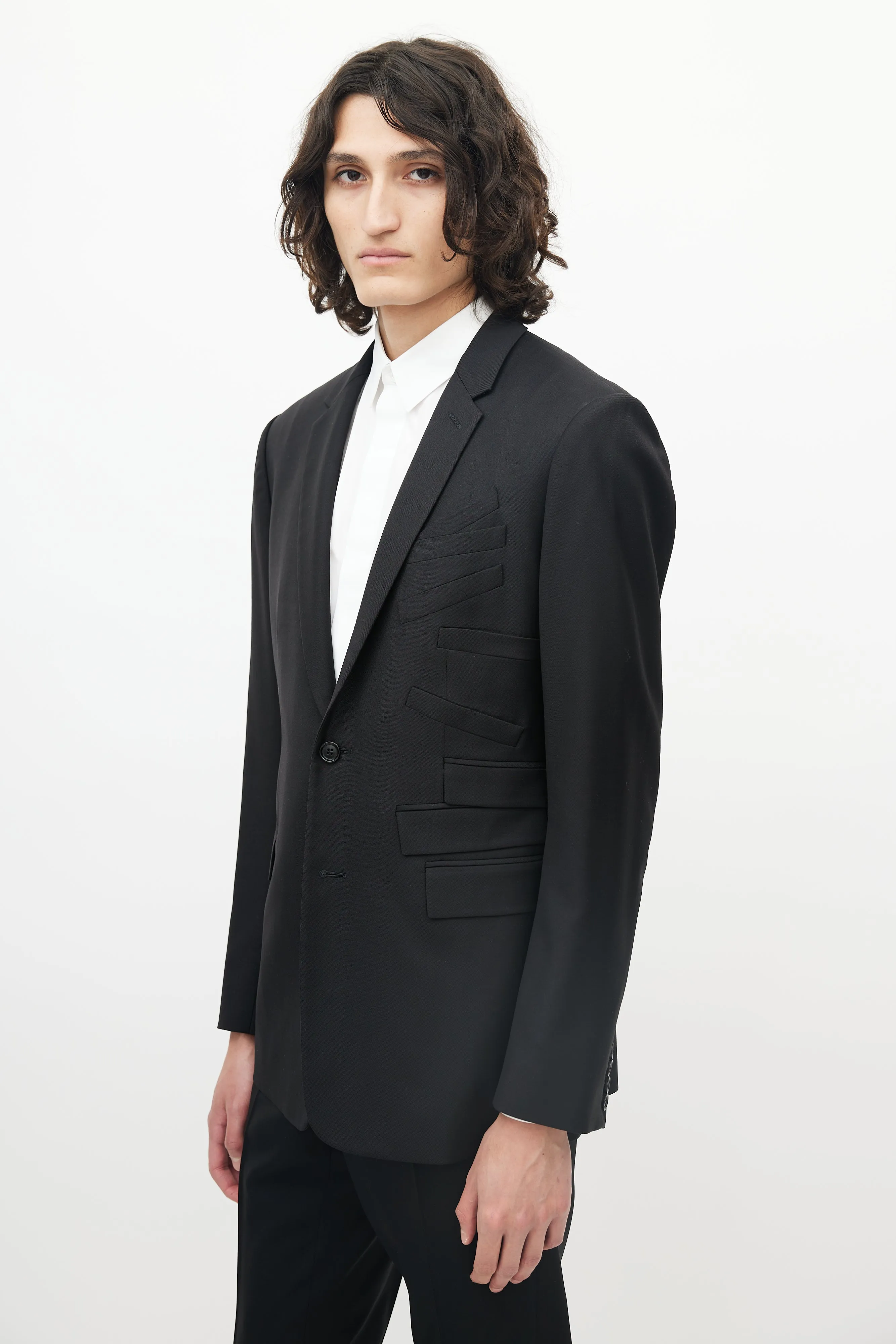 Black Wool Multi-Pocket Blazer