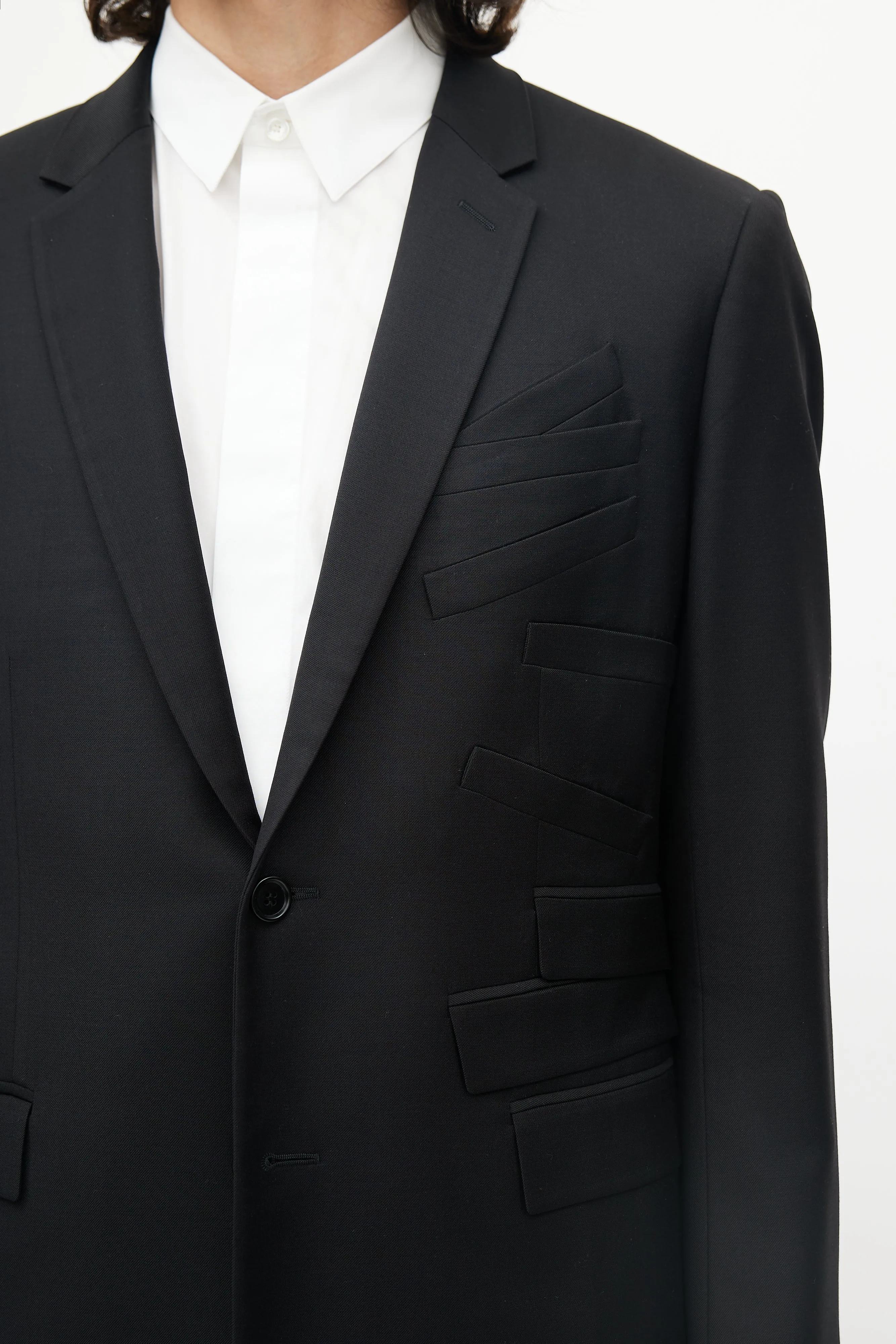Black Wool Multi-Pocket Blazer