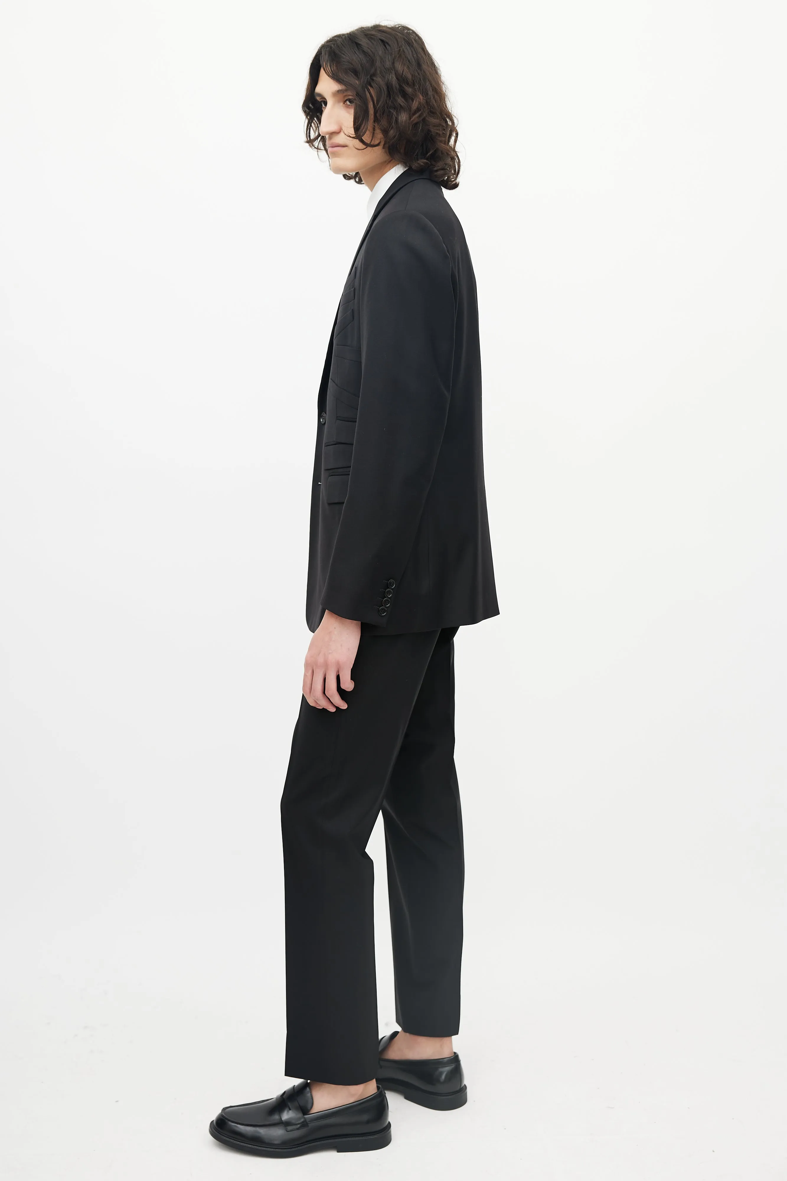 Black Wool Multi-Pocket Blazer