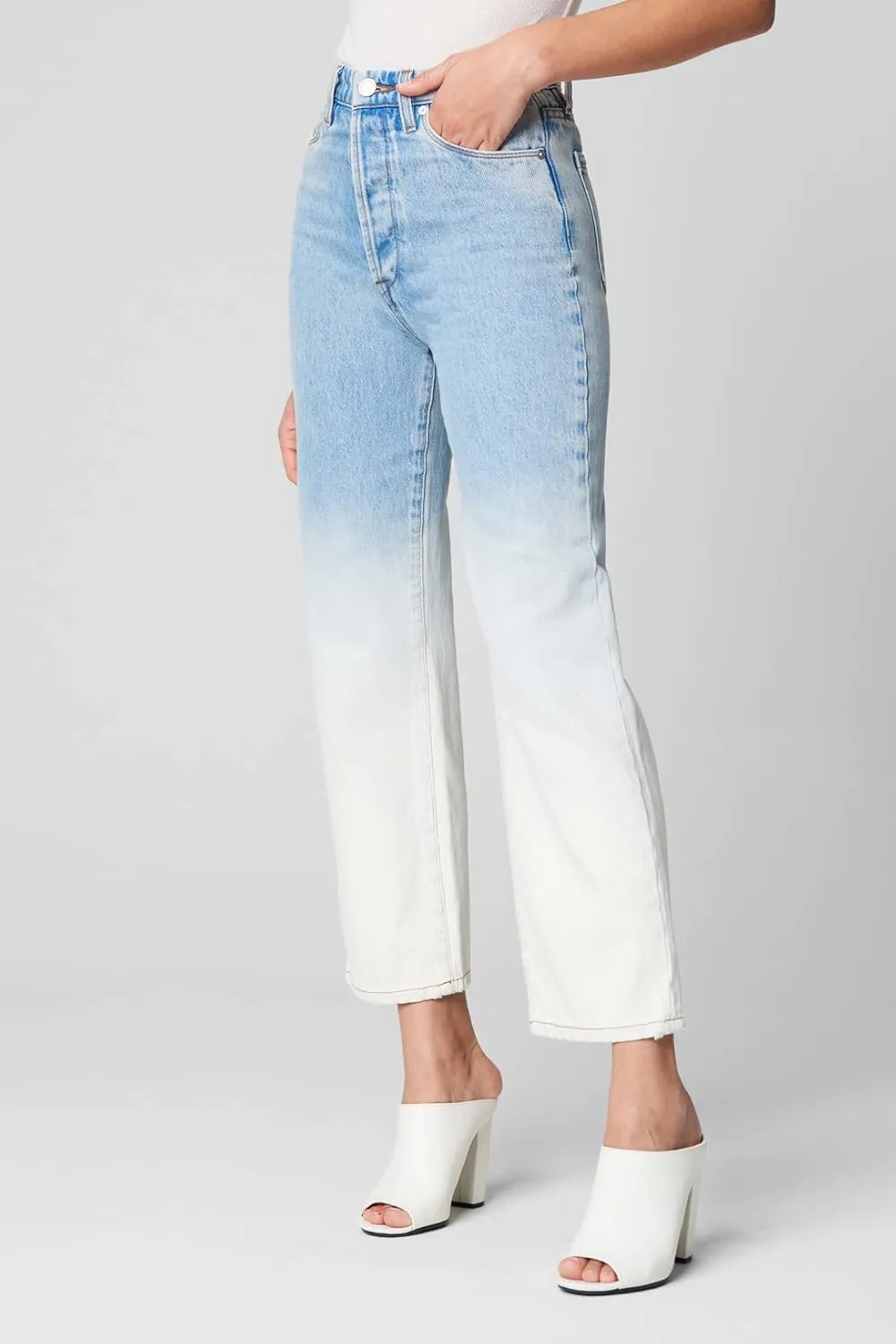[BLANKNYC] Womens Bleached Leg Five Pocket Straight Leg Jeans, Stylish Pants & Designer Clothing
