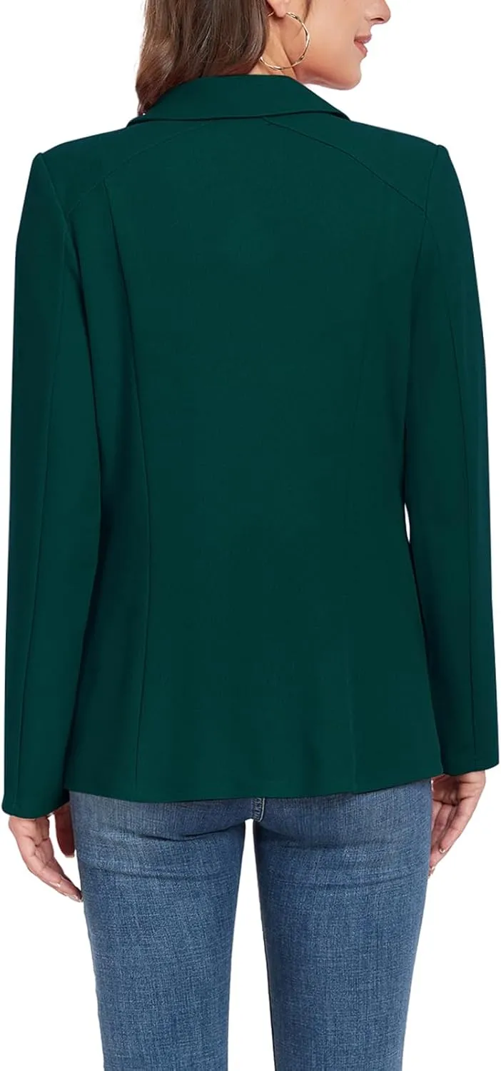 Blazer Jackets for Women Casual Open Front Lapel Work Office Button Long Sleeve Blazer with Pockets 2025