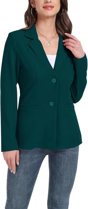 Blazer Jackets for Women Casual Open Front Lapel Work Office Button Long Sleeve Blazer with Pockets 2025