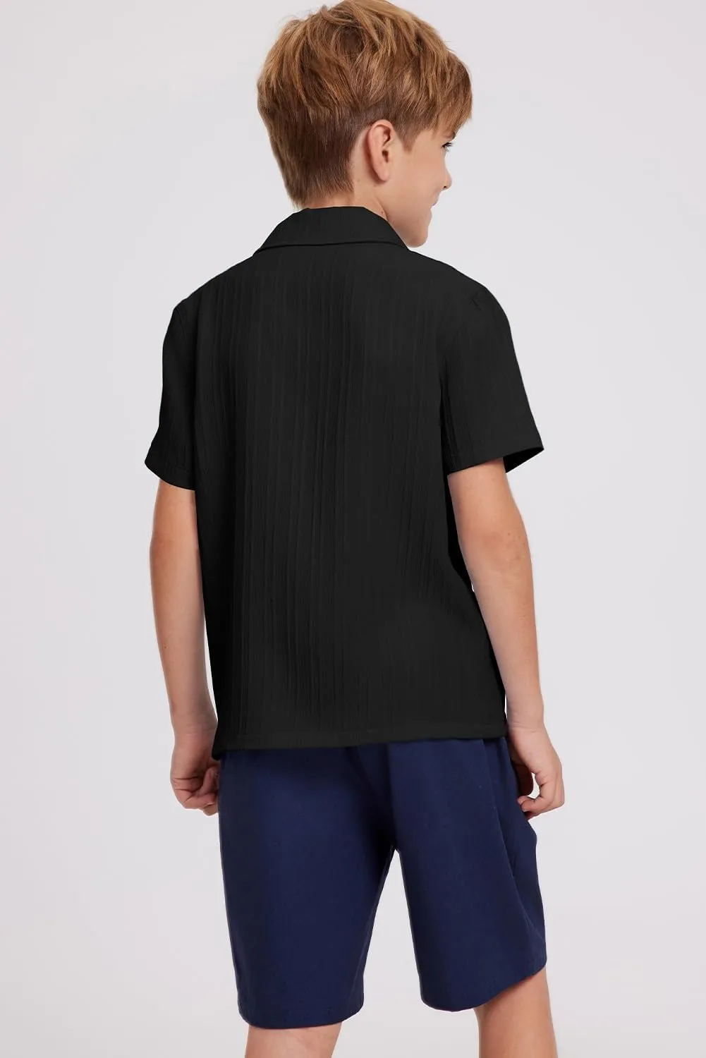 blibean Boys Button-Down Uniform Shirts Semi Formal Dress Tops with Chest Pockets
