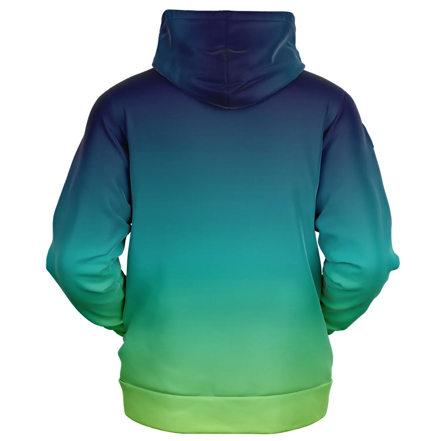 Blue Green Ombre Zip Up Hoodie, Gradient Tie Dye  Front Zipper Pocket Men Women Unisex Adult Aesthetic Cotton Fleece Hooded Sweatshirt