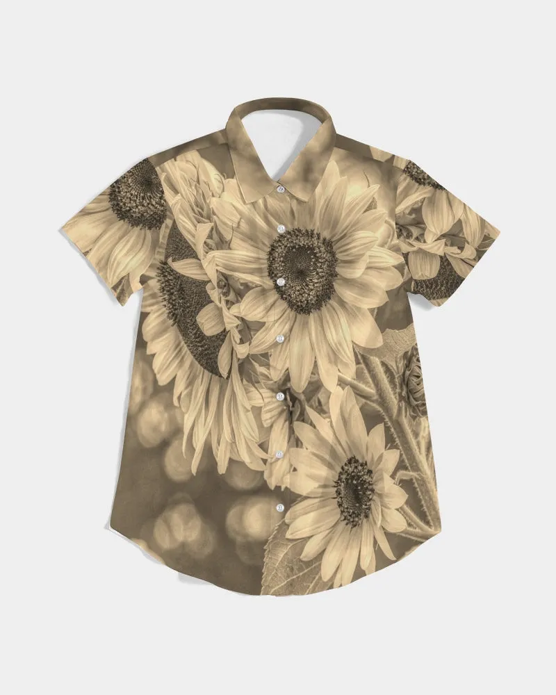 Butterfly Bronze Women's Short Sleeve Button Up