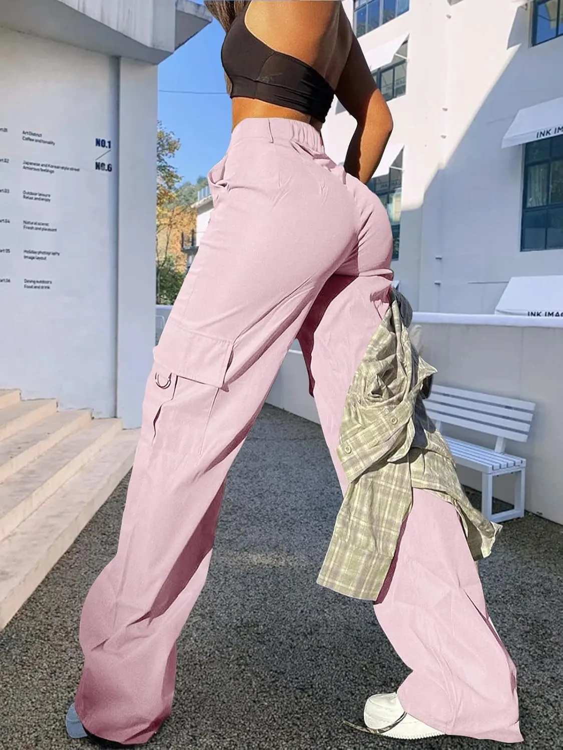 Cargo Pants for Women High Waisted Casual Pants Work Pants Baggy Stretchy Wide Leg Y2K Streetwear with Pockets