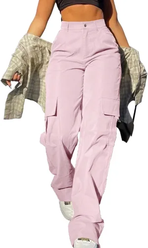 Cargo Pants for Women High Waisted Casual Pants Work Pants Baggy Stretchy Wide Leg Y2K Streetwear with Pockets