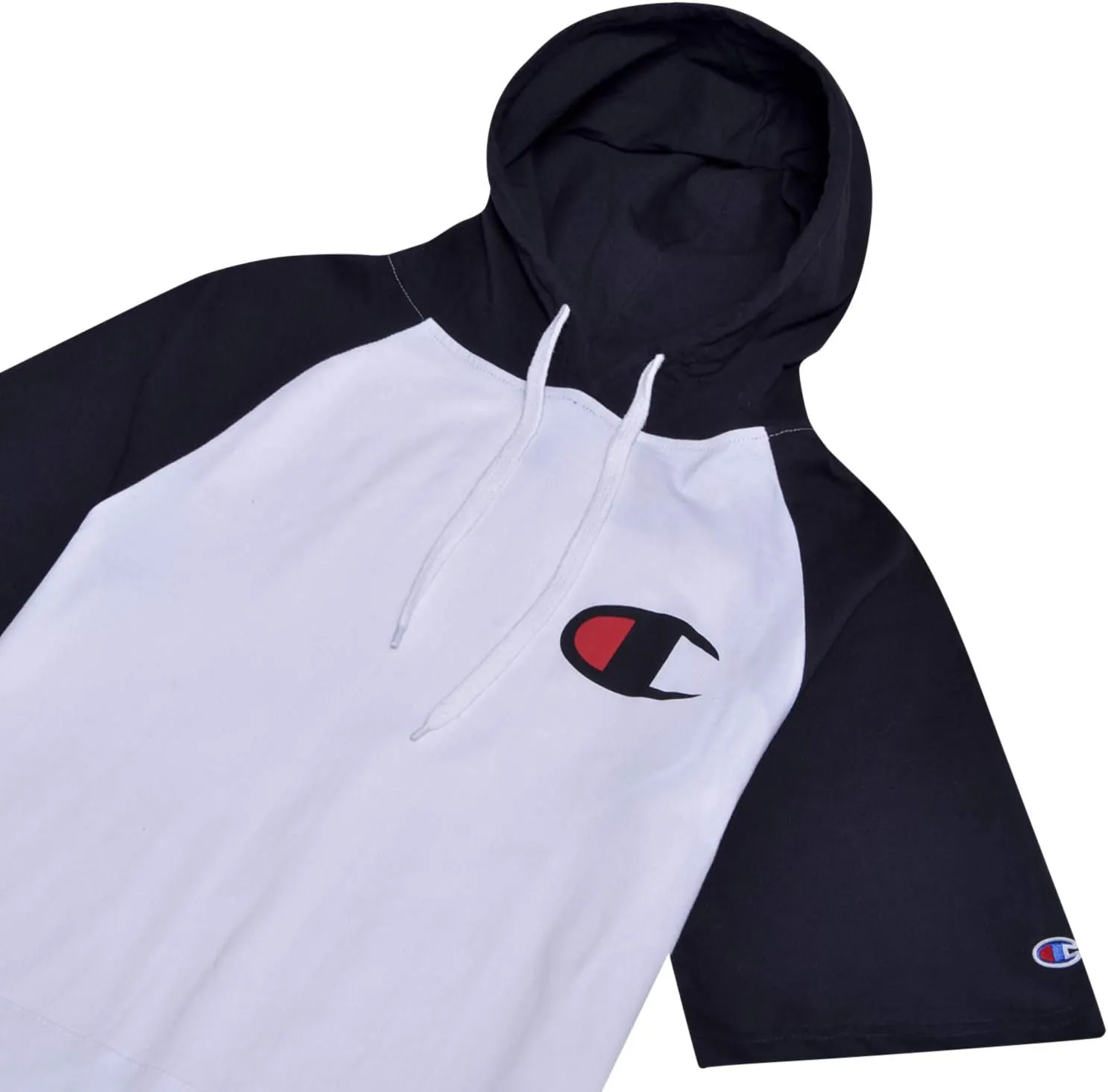 Champion Mens Short Sleeve Hoodie Big and Tall - Raglan Hoodie With Pockets
