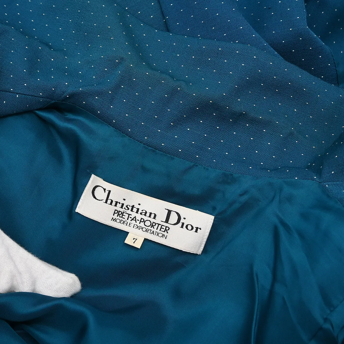 Christian Dior Setup Suit Jacket Skirt Blue #7