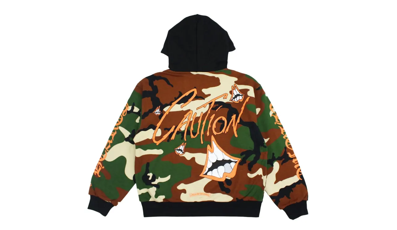 Chrome Hearts Matty Boy Caution Thermal Zip Up Hoodie Camo