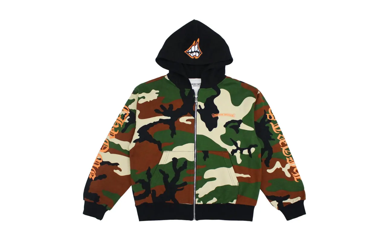 Chrome Hearts Matty Boy Caution Thermal Zip Up Hoodie Camo