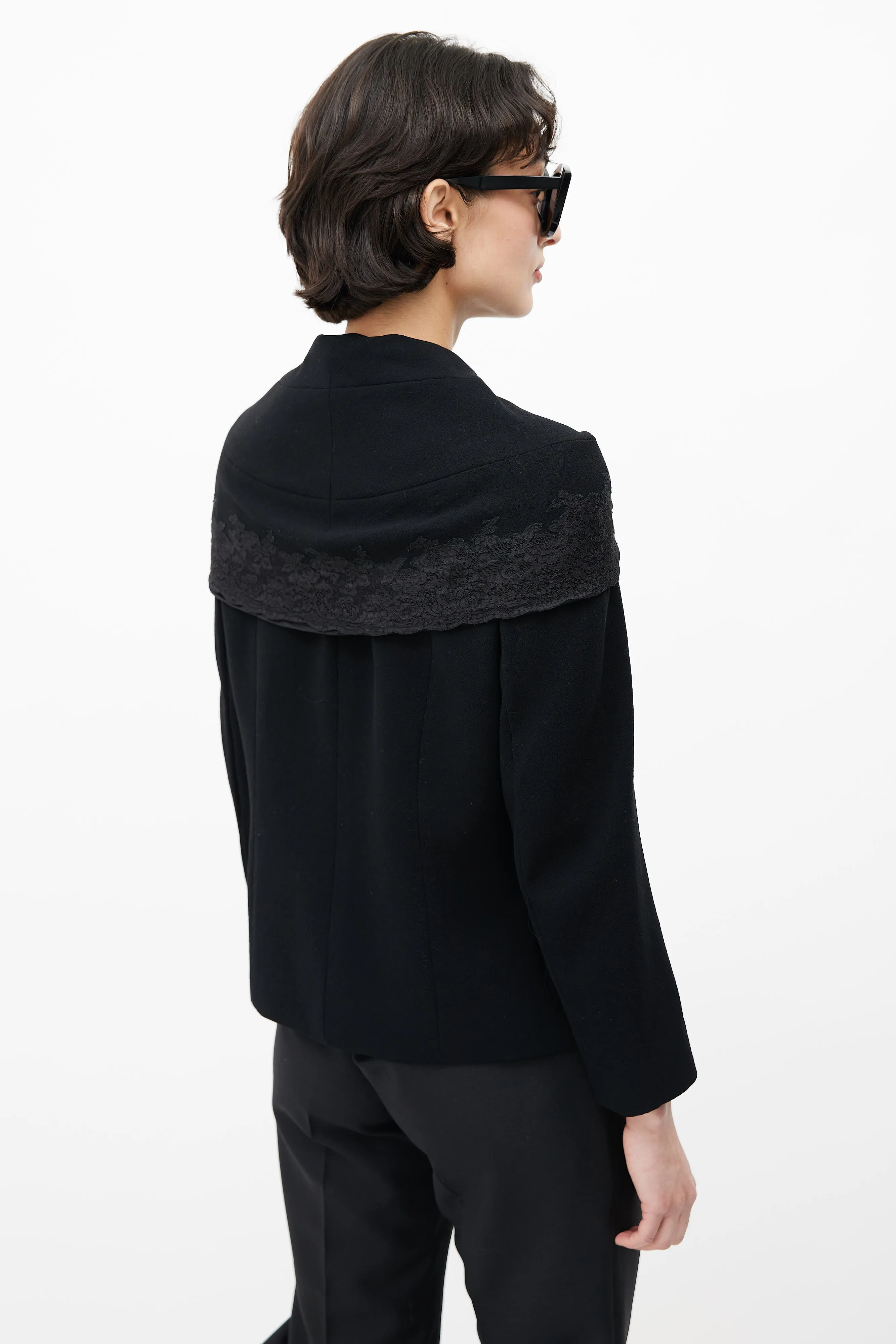 FW 1998 Black Wool & Lace Shawl Collar Blazer