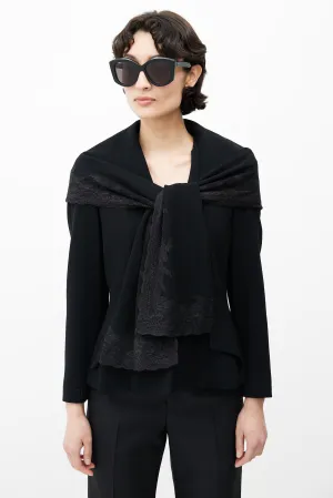 FW 1998 Black Wool & Lace Shawl Collar Blazer