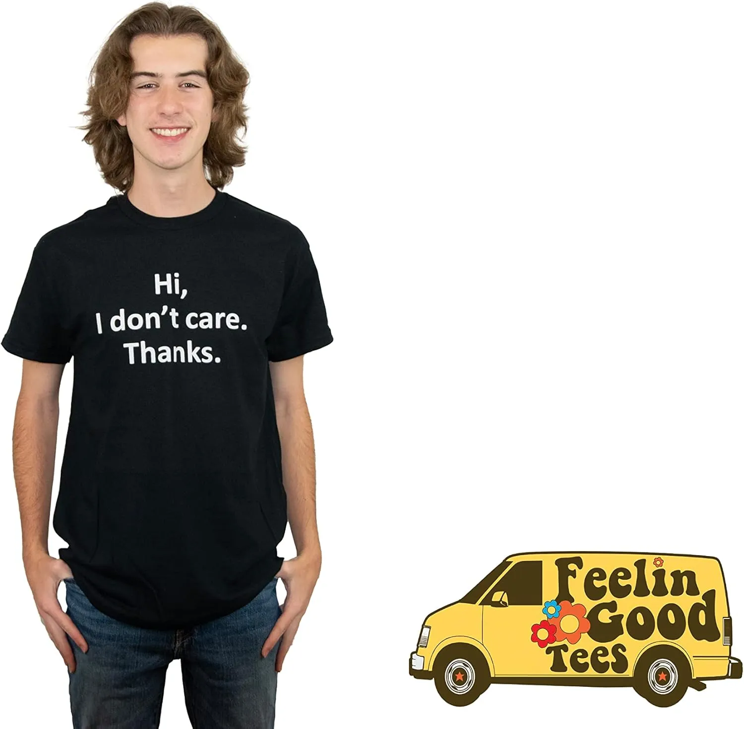 Hi I Don't Care Thanks Sarcastic Novelty Witty Graphic Mens Funny T Shirt