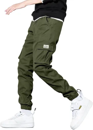 HOTake Men's Casual Cargo Pants Elastic Waist Drawstring Tapered Pants for Men Joggers Hiking Pants with Multi Pockets