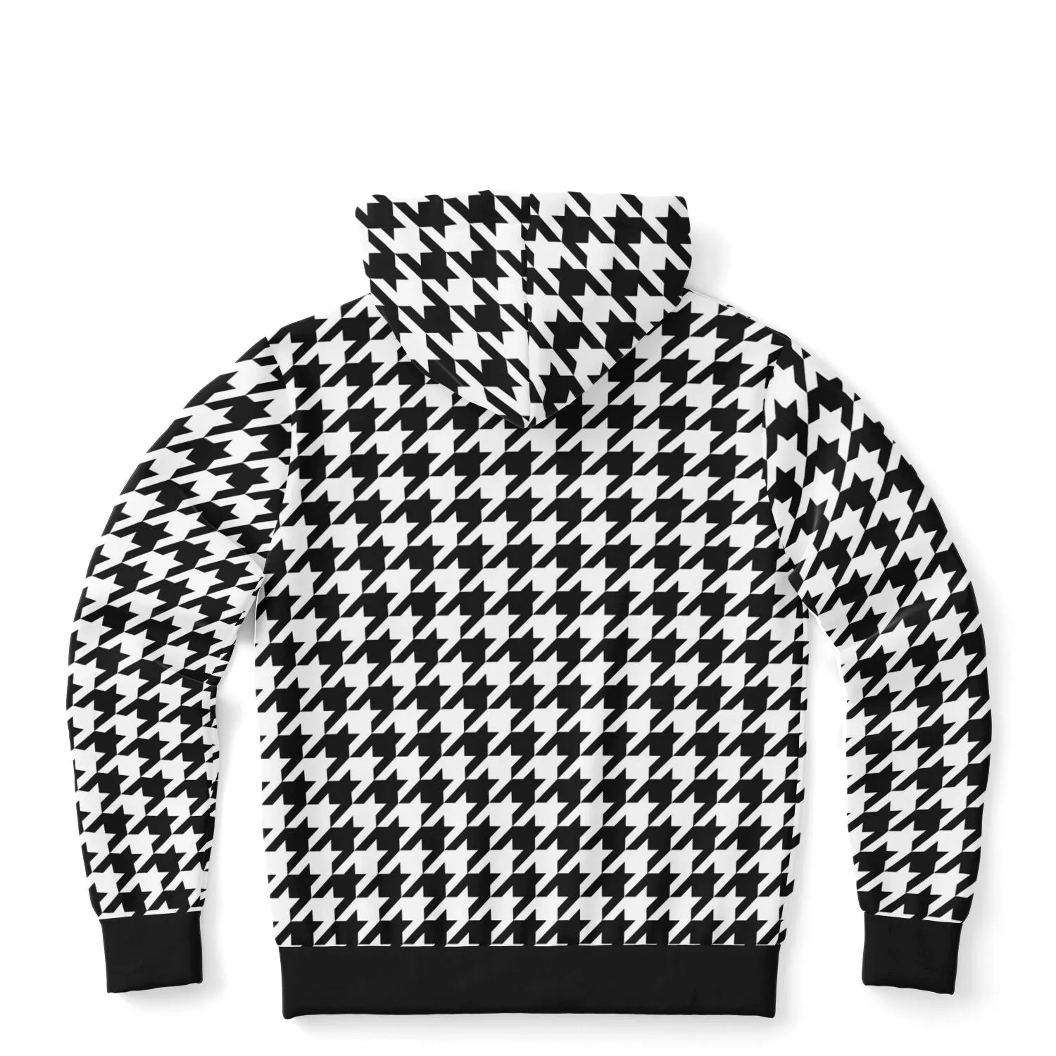 Houndstooth Zip Up Hoodie, Black White Front Zipper Pocket Men Women Unisex Adult Aesthetic Graphic Cotton Fleece Hooded Sweatshirt